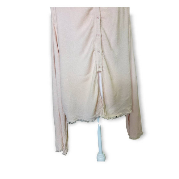 Cloth & Stone Frayed Edge Button Down Back Long Sleeve Top Size Medium - Picture 6 of 9